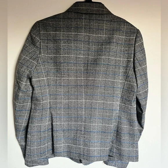 NWOT Kasper Women's Gray Blue Houndstooth Plaid Lined Blazer 4 P - Picture 2 of 12
